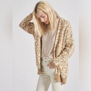 CURRENT/ELLIOTT The Oversized Cardigan Camel/Cream Size 2 Medium
